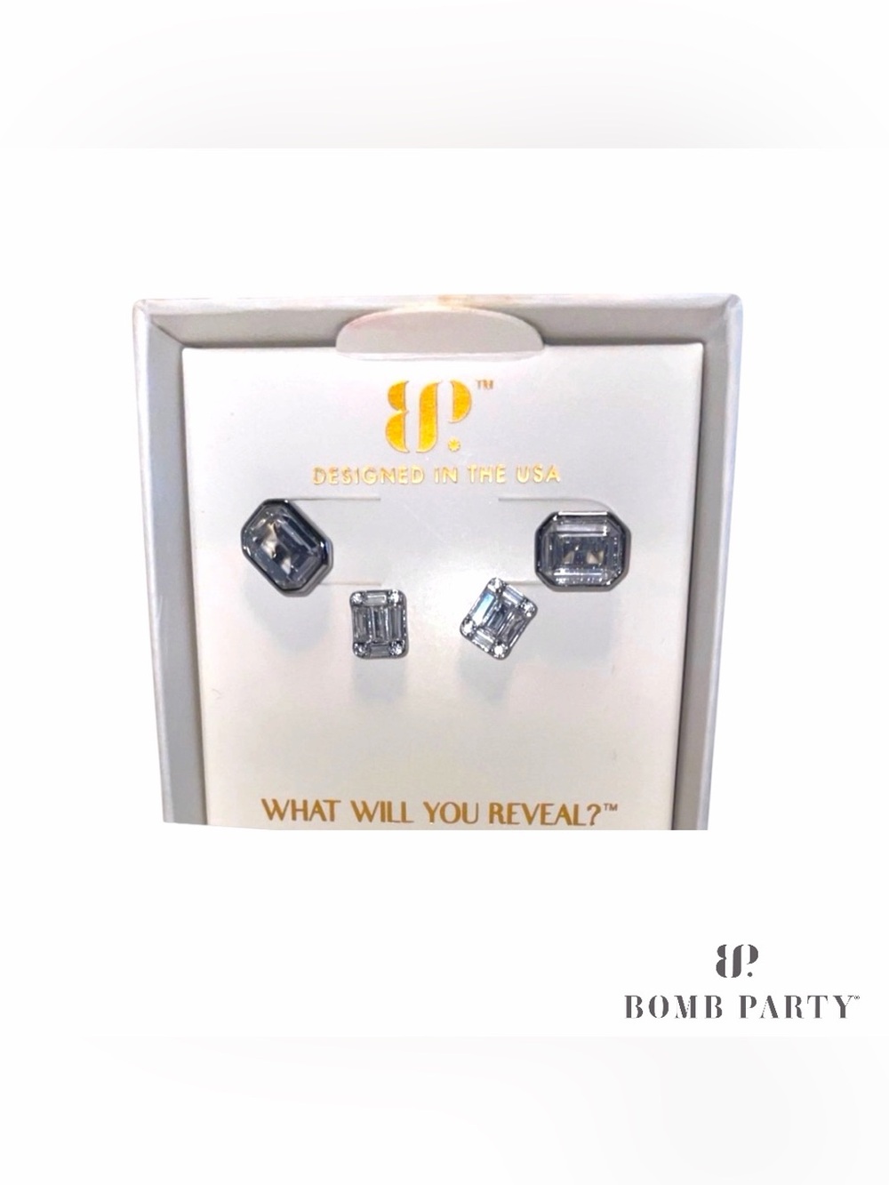 Bomb Party April Birthday Earrings, 2026, Hematite ER24795